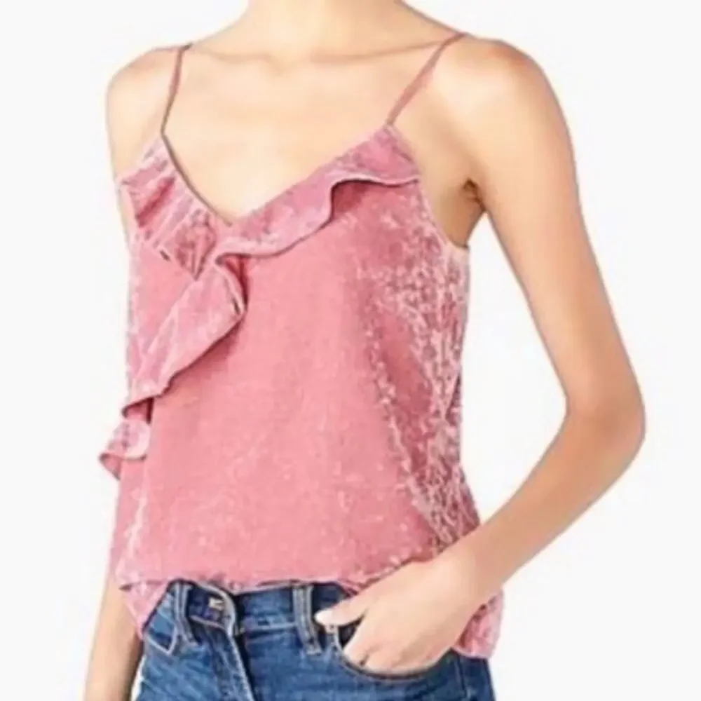 J.Crew Pink Purple Crushed Velvet Ruffle Tank Top Size Medium New